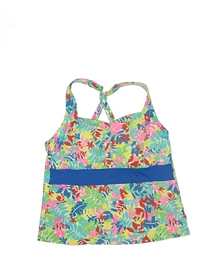 Pre-owned Lands' End Swimsuit Top Blue Tropical Pattern Swimwear