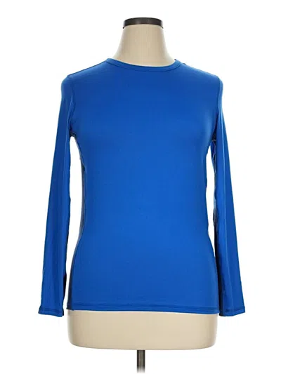 Pre-owned Lands' End Swimsuit Top Blue Turtleneck Swimwear