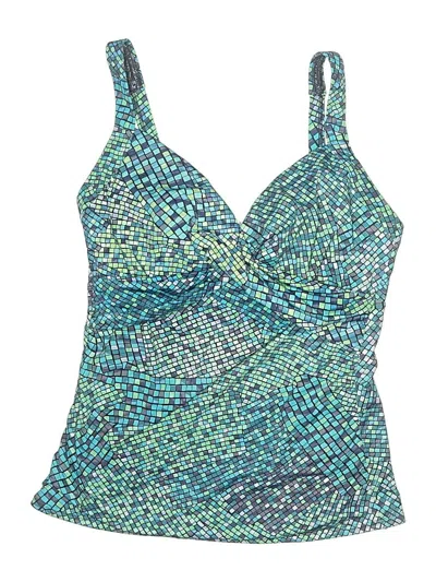 Pre-owned Lands' End Swimsuit Top Blue Tweed Pattern Swimwear