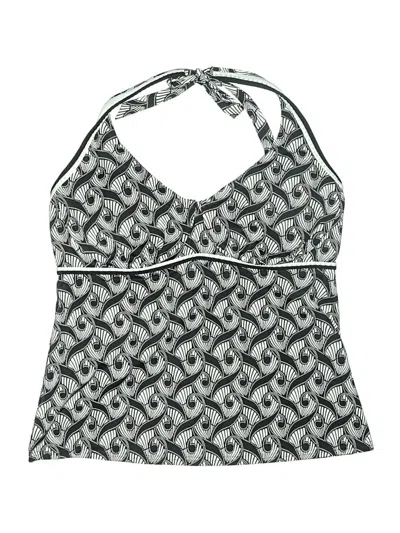 Pre-owned Lands' End Swimsuit Top Gray Chevron/herringbone Pattern Swimwear