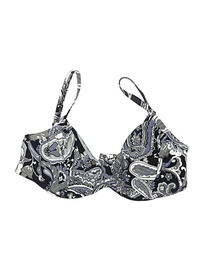 Pre-owned Lands' End Swimsuit Top Gray Paisley Pattern Swimwear