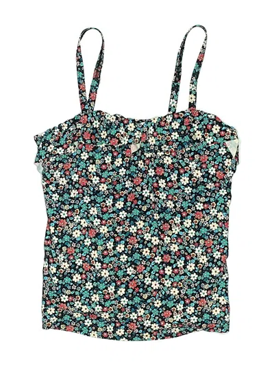 Pre-owned Lands' End Swimsuit Top Green Floral Pattern Swimwear