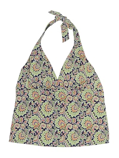 Pre-owned Lands' End Swimsuit Top Green Paisley Pattern Swimwear