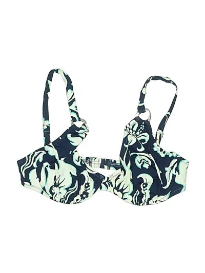 Pre-owned Lands' End Swimsuit Top Green Print Pattern Swimwear