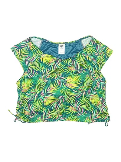 Pre-owned Lands' End Swimsuit Top Green Tropical Pattern Swimwear