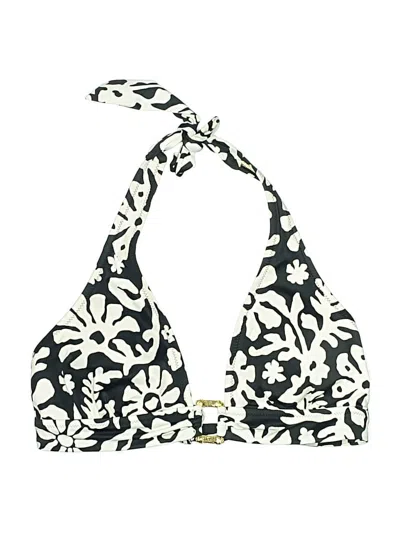 Pre-owned Lands' End Swimsuit Top Ivory Floral Pattern Swimwear In White