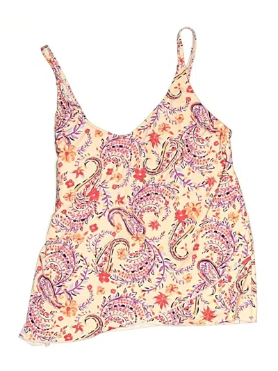 Pre-owned Lands' End Swimsuit Top Ivory Paisley Pattern Swimwear