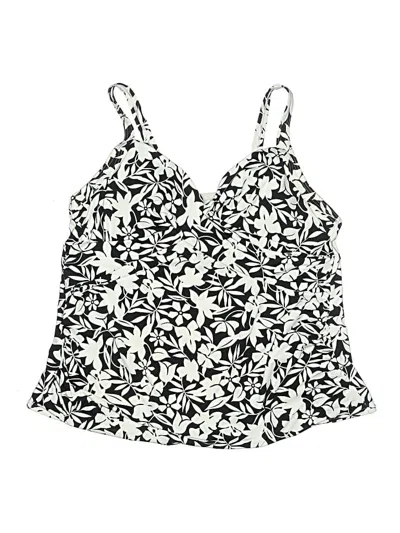 Pre-owned Lands' End Swimsuit Top Ivory Print Pattern Swimwear