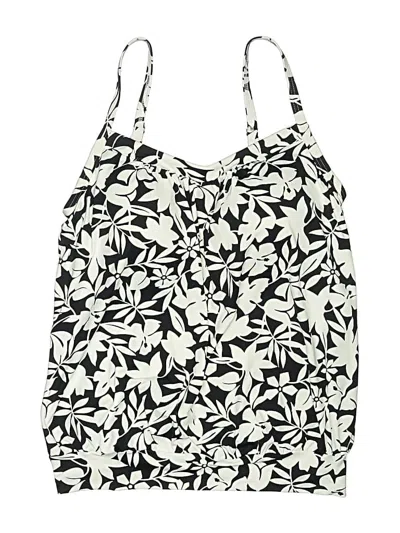 Lands' End Swimsuit Top Ivory Print Pattern Swimwear In Black