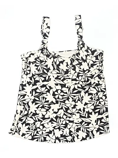 Pre-owned Lands' End Swimsuit Top Ivory Print Pattern Swimwear