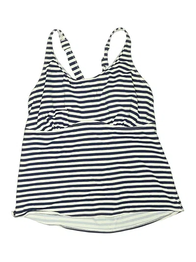 Pre-owned Lands' End Swimsuit Top Ivory Stripes Pattern Swimwear