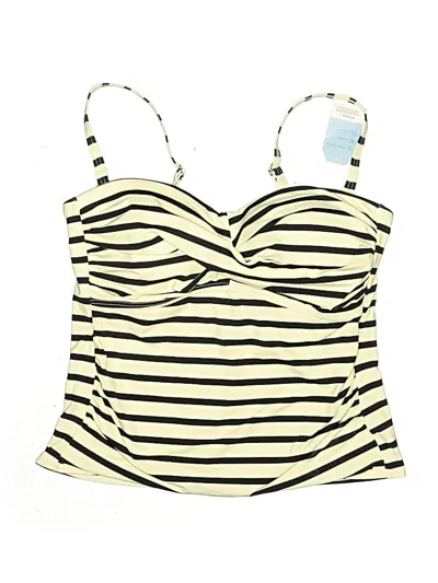 Pre-owned Lands' End Swimsuit Top Ivory Stripes Pattern Swimwear