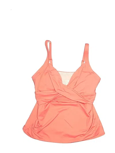 Pre-owned Lands' End Swimsuit Top Orange Solid Pattern Swimwear