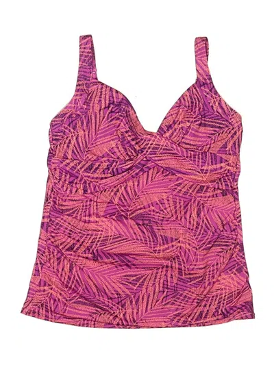 Pre-owned Lands' End Swimsuit Top Pink Chevron/herringbone Pattern Swimwear