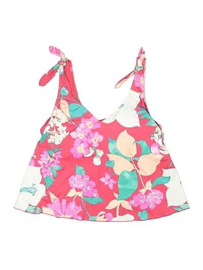 Pre-owned Lands' End Swimsuit Top Pink Floral Pattern Swimwear