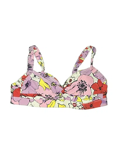 Pre-owned Lands' End Swimsuit Top Pink Floral Pattern Swimwear