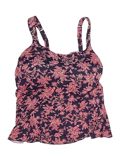 Pre-owned Lands' End Swimsuit Top Pink Floral Pattern Swimwear
