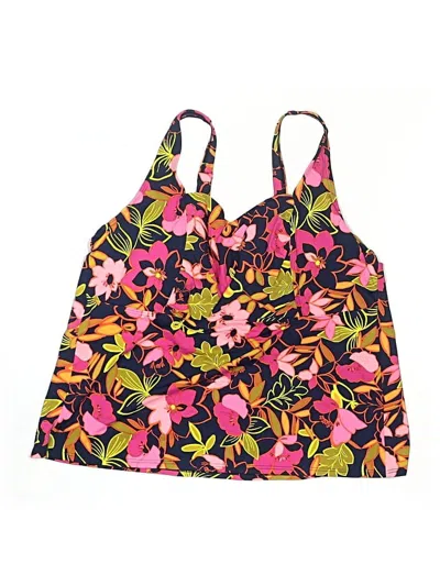 Pre-owned Lands' End Swimsuit Top Pink Floral Pattern Swimwear
