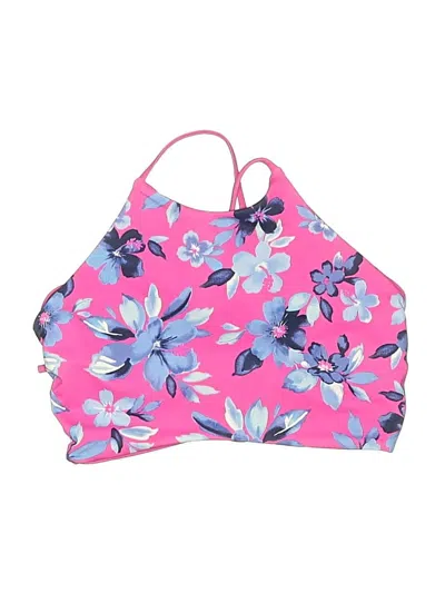Pre-owned Lands' End Swimsuit Top Pink Floral Pattern Swimwear