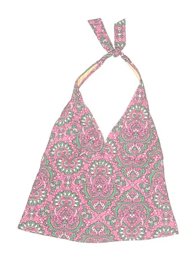 Pre-owned Lands' End Swimsuit Top Pink Paisley Pattern Swimwear