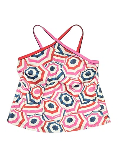 Pre-owned Lands' End Swimsuit Top Pink Print Pattern Swimwear