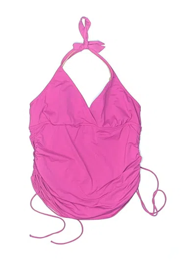 Pre-owned Lands' End Swimsuit Top Pink Solid Pattern Swimwear