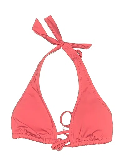 Pre-owned Lands' End Swimsuit Top Pink Solid Pattern Swimwear