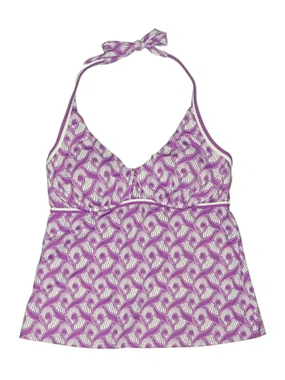 Pre-owned Lands' End Swimsuit Top Purple Chevron/herringbone Pattern Swimwear