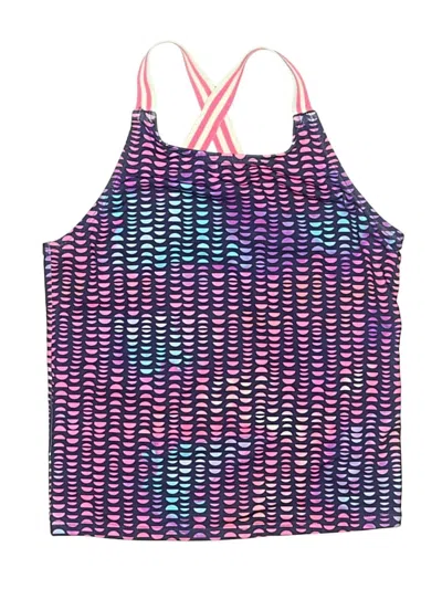 Pre-owned Lands' End Swimsuit Top Purple Hearts Pattern Swimwear