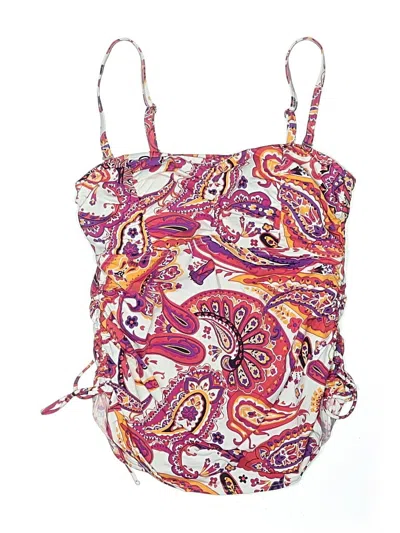 Pre-owned Lands' End Swimsuit Top Purple Paisley Pattern Swimwear