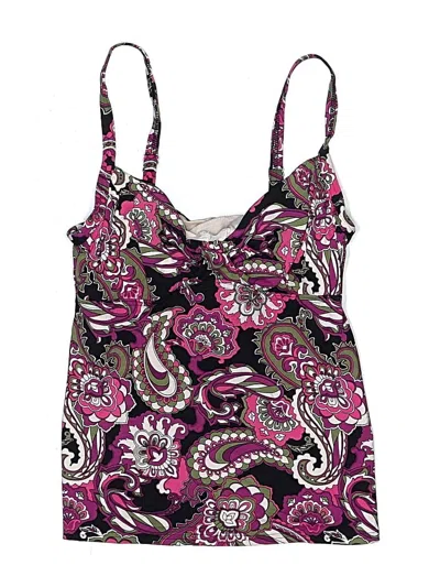 Pre-owned Lands' End Swimsuit Top Purple Paisley Pattern Swimwear