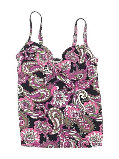 Pre-owned Lands' End Swimsuit Top Purple Paisley Pattern Swimwear