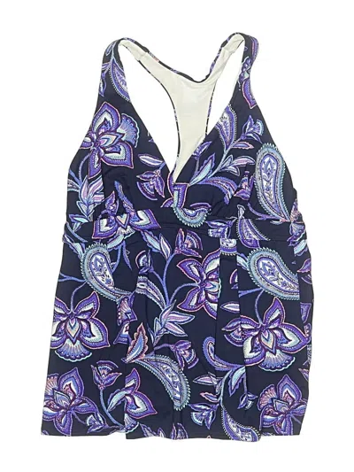 Pre-owned Lands' End Swimsuit Top Purple Paisley Pattern Swimwear