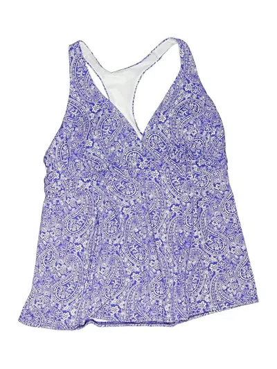 Pre-owned Lands' End Swimsuit Top Purple Paisley Pattern Swimwear