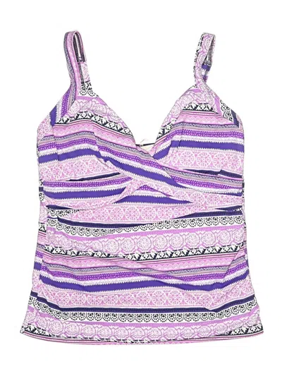 Pre-owned Lands' End Swimsuit Top Purple Print Pattern Swimwear