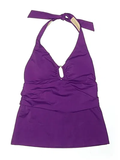 Pre-owned Lands' End Swimsuit Top Purple Solid Pattern Swimwear