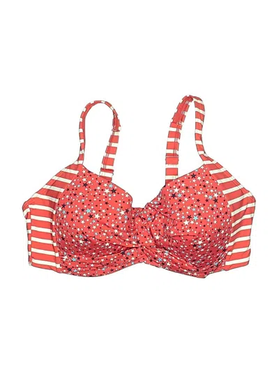 Pre-owned Lands' End Swimsuit Top Red Print Pattern Swimwear