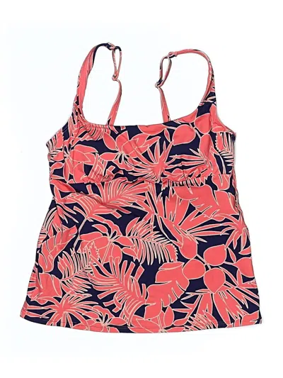 Pre-owned Lands' End Swimsuit Top Red Tropical Pattern Swimwear