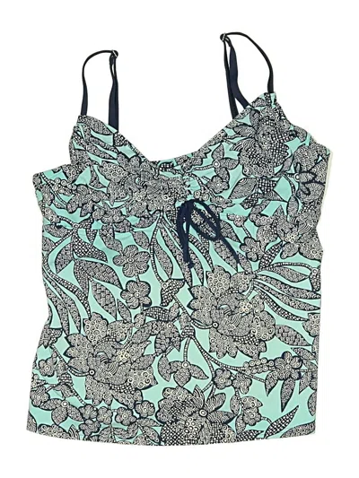 Pre-owned Lands' End Swimsuit Top Teal Paisley Pattern Swimwear