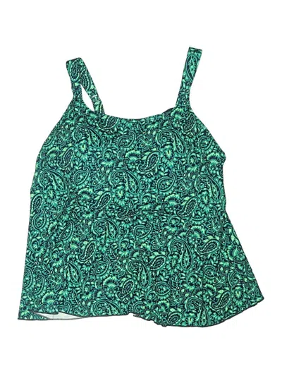 Pre-owned Lands' End Swimsuit Top Teal Paisley Pattern Swimwear