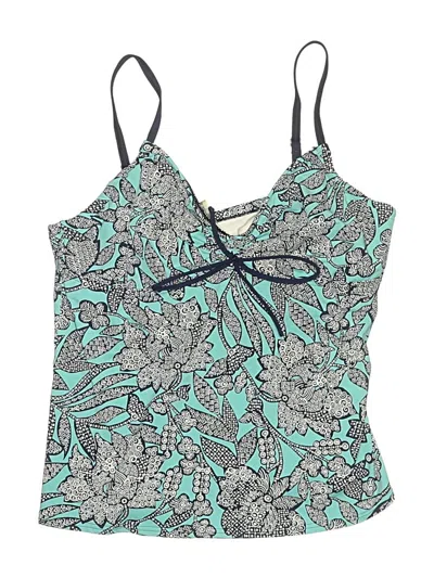 Pre-owned Lands' End Swimsuit Top Teal Paisley Pattern Swimwear In Blue