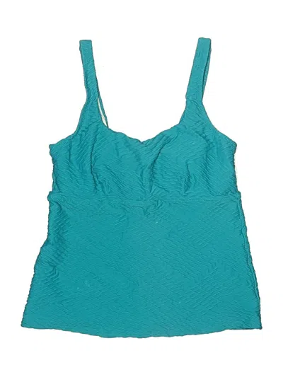 Pre-owned Lands' End Swimsuit Top Teal Swimwear In Blue