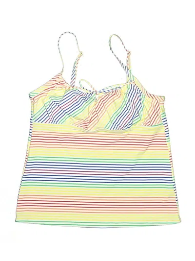 Pre-owned Lands' End Swimsuit Top Yellow Stripes Pattern Swimwear
