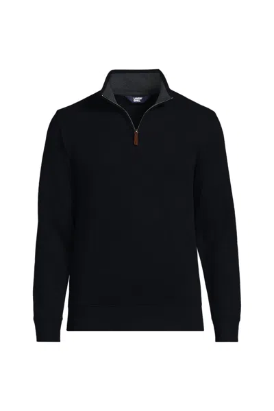 Lands' End Tall Bedford Rib Quarter Zip Pullover Sweater In Black