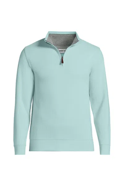 Lands' End Tall Bedford Rib Quarter Zip Pullover Sweater In Blue