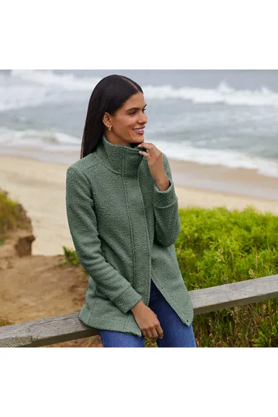 Lands' End Tall Boucle Fleece Coat In Green