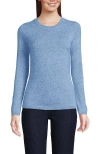 Lands' End Tall Cashmere Crewneck Sweater In Cloudy Blue Heather Donegal