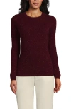 Lands' End Tall Cashmere Crewneck Sweater In Rich Burgundy Donegal