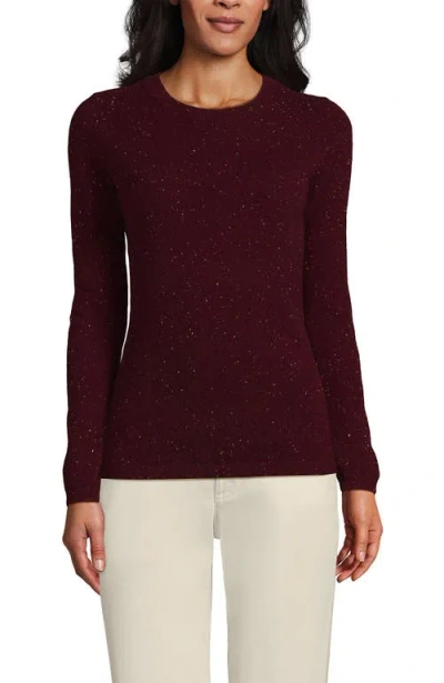 Lands' End Tall Cashmere Crewneck Sweater In Rich Burgundy Donegal