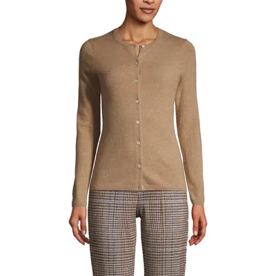 Lands' End Tall Classic Cashmere Cardigan Sweater In Brown